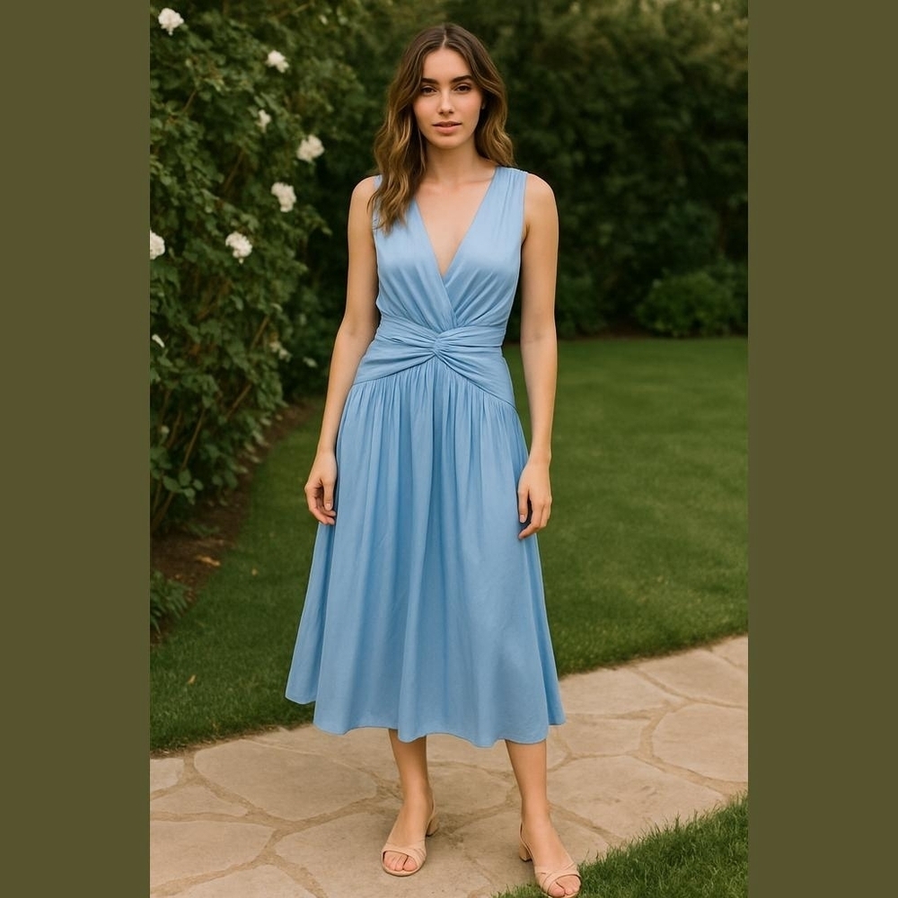 Revolve Divine Heritage Midi V Neck Dress Sz S